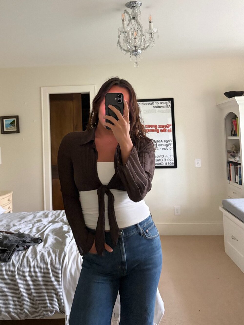 Urban Outfitters Brown Tie-Front Bolero Top